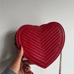 Heart-Shaped Red Quilted Bag
